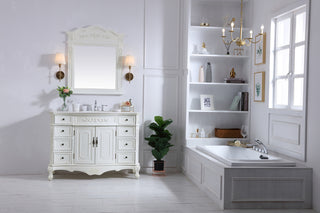 48 inch Single Bathroom vanity in antique white  with ivory white engineered marble