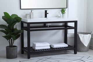 48 inch Single Bathroom Metal Vanity in Black