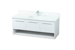 48 inch Single bathroom vanity in white with backsplash