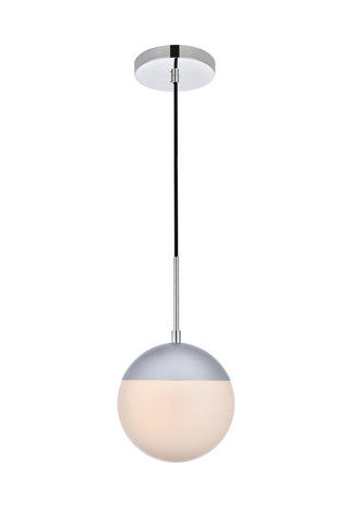 Eclipse 1 Light Chrome Pendant With Frosted White Glass