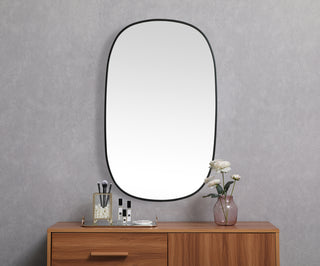 Metal Frame Oval Mirror 30x48 Inch in Black