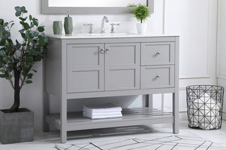 42 inch Single Bathroom Vanity in Gray with Backsplash