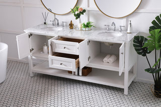 72 in. double sink bathroom vanity set in White