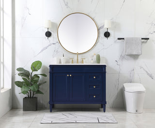 42 inch Single bathroom vanity in blue with backsplash