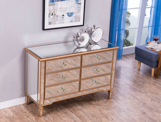 6 Drawer Dresser 48 in. x 18 in. x 32 in. in Gold paint