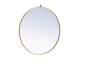 Metal frame Round Mirror with decorative hook 42 inch Brass finish