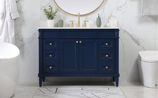 48 inch Single bathroom vanity in blue with backsplash