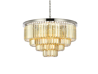 Sydney 17 light polished nickel Chandelier Golden Teak (Smoky) Royal Cut Crystal