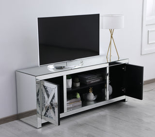 59 in. crystal mirrored TV stand