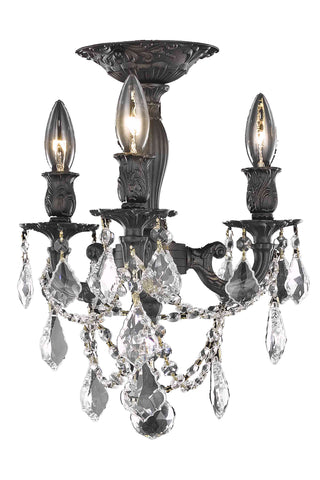 Rosalia 3 light Dark Bronze Flush Mount Clear Royal Cut Crystal