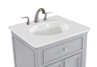 24 inch Single Bathroom vanity in Light Grey with ivory white engineered marble