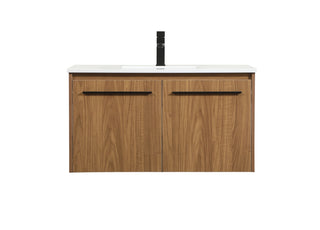 36 inch Single bathroom vanity in walnut brown