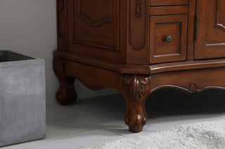 42 inch Single Bathroom vanity in Teak with ivory white engineered marble