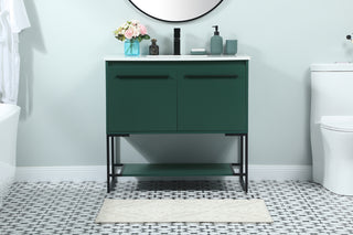 36 inch Single bathroom vanity in green