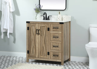 32 inch Single bathroom vanity in natural oak with backsplash