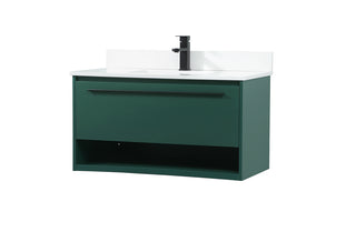 36 inch Single bathroom vanity in green with backsplash