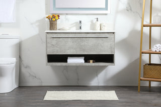 40 inch Single bathroom vanity in concrete grey with backsplash