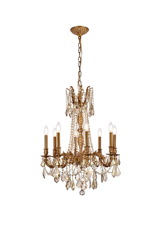 Rosalia 8 light French Gold Chandelier Golden Teak (Smoky) Royal Cut Crystal