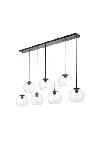 Baxter 7 Lights Black Pendant With Clear Glass