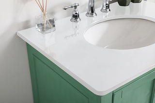 30 inch Single Bathroom vanity in vintage mint with ivory white engineered marble