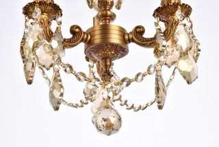 Lillie 3 light French Gold Pendant Golden Teak (Smoky) Royal Cut Crystal