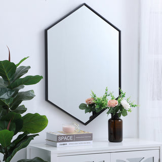 Metal frame hexagon mirror 24 inch in Black