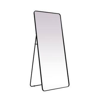 Soft Corner Metal Rectangle Full Length Mirror 32x72 Inch in Black