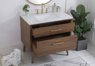 36 inch bathroom Vanity in Walnut Brown with Backsplash