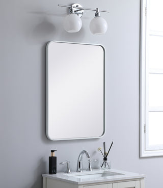 Soft corner metal rectangular mirror 22x30 inch in White