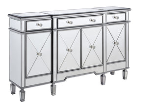 3 Drawer 4 Door Cabinet 60 in. x 14 in. x 36 in. in silver Clear