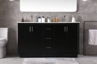 60 Inch Double Bathroom Vanity In Black