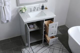 36 inch Single Bathroom Vanity in Grey with Backsplash