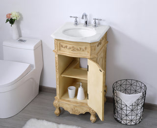 24 inch Single Bathroom vanity in Antique Beige with ivory white engineered marble