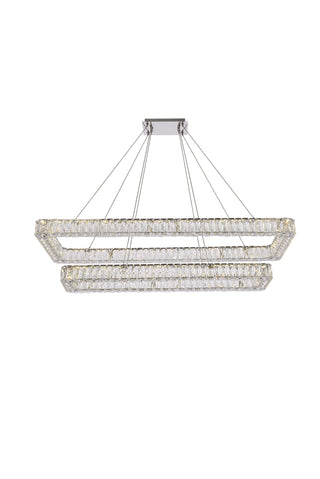 Monroe 50 inch LED double rectangle pendant in chrome