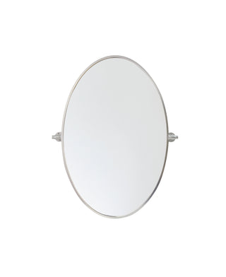 Oval pivot mirror 21x32 inch in silver