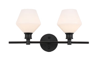 Gene 2 light Black and Frosted white glass Wall sconce