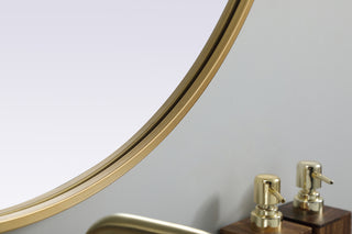 Metal Frame Oval Mirror 30x40 Inch in Brass