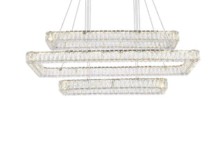 Monroe 50 inch LED triple rectangle pendant in chrome