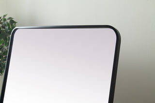 Soft Corner Metal Rectangle Full Length Mirror 30x60 Inch in Black