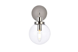 Hanson 1 light bath sconce in polished nickel with clear shade