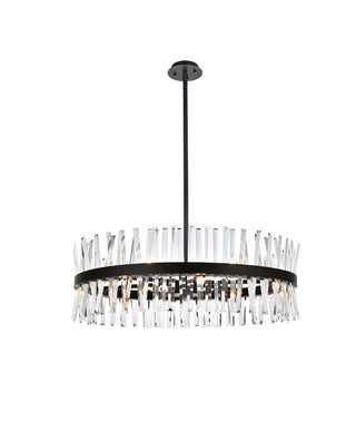 Serephina 36 inch crystal round chandelier light in black