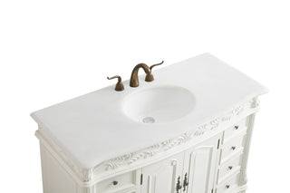 48 inch Single Bathroom vanity in Antique White with ivory white engineered marble