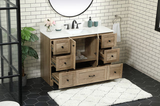 48 inch Single bathroom vanity in natural oak with backsplash