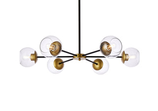 Briggs 36 inch pendant in black and brass with clear shade