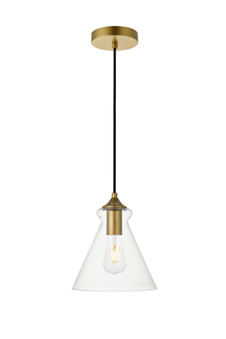 Destry 1 Light Brass Pendant With Clear Glass