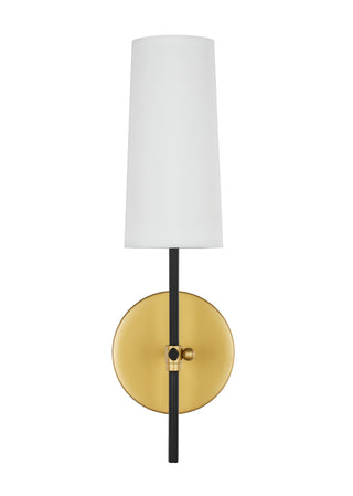 Mel 1 light Brass and Black and White shade wall sconce