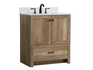 30 inch Single Bathroom Vanity in Natural oak with Backsplash