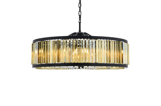 Chelsea 10 light Matte Black Chandelier Golden Teak (Smoky) Royal Cut Crystal