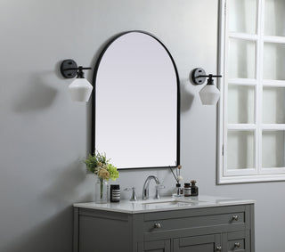 Metal Frame Arch Mirror 30x36 Inch in Black