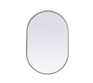 Metal Frame Oval Mirror 24x36 Inch in Brass